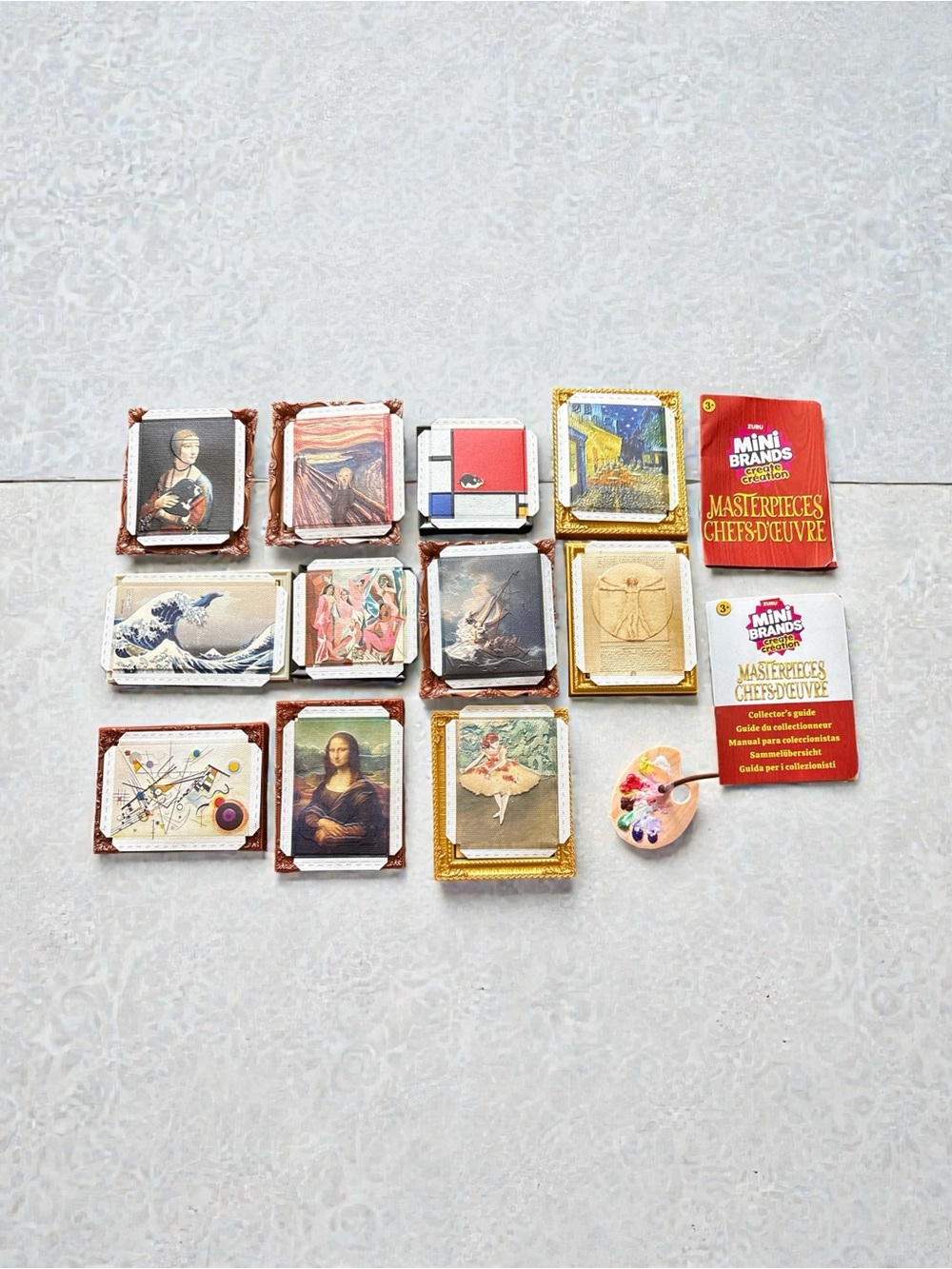 11 Mini Brands Masterpieces Art Lot including Mona Lisa, Scream and accessories